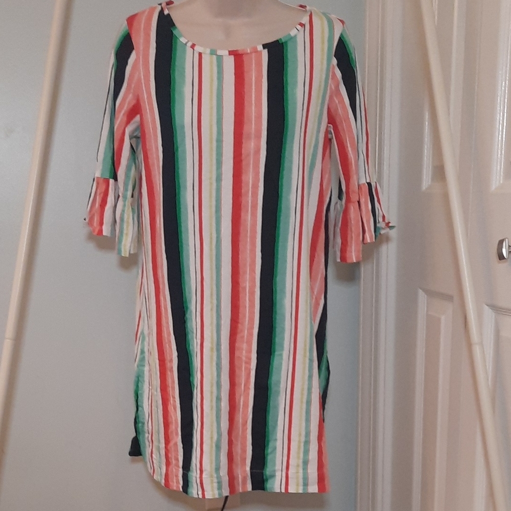 Crown and Ivy Striped Ruffle Dress sz XS
